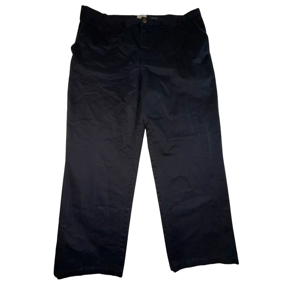 St Johns Bay Mens 40x30 Worry Free Classic Fit Navy Blue Cotton Chino Pants